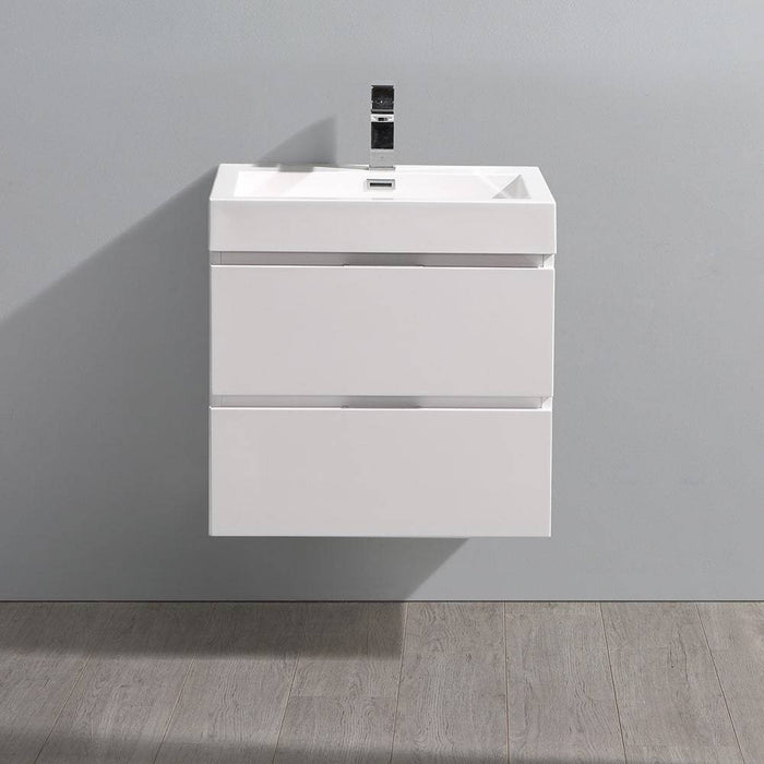 Fresca FCB8324WH-I Valencia 24" Glossy White Wall Hung Modern Bathroom Vanity