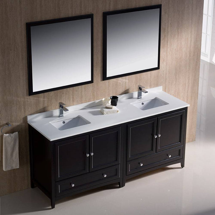 Fresca FVN20-3636ES Oxford 72" Traditional Double Sink Bathroom Vanity in Espresso