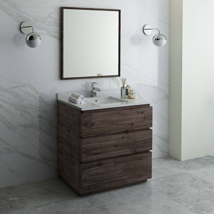 Fresca FVN3136ACA-FC Formosa 36" Floor Standing Modern Bathroom Vanity with Mirror in Acacia