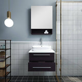 Fresca FVN6124ES-VSL Lucera 24" Espresso Wall Hung Vessel Sink Modern Bathroom Vanity with Medicine Cabinet
