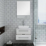 Fresca FVN6124WH-VSL Lucera 24" White Wall Hung Vessel Sink Modern Bathroom Vanity with Medicine Cabinet