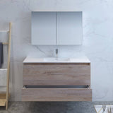 Fresca FVN9248RNW Catania 48" Rustic Natural Wood Wall Hung Modern Bathroom Vanity with Medicine Cabinet