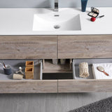 Fresca FVN9260RNW-S Catania 60" Rustic Natural Wood Wall Hung Single Sink Modern Bathroom Vanity with Medicine Cabinet