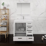 Fresca FVN9436WH-R Imperia 36" Glossy White Free Standing Modern Bathroom Vanity with Medicine Cabinet - Right Version