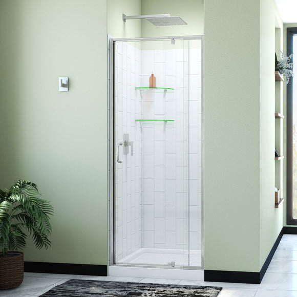 DreamLine D2223232XXC0004 Flex Pivot Shower Door, Base,, White Wall Kit in Brushed Nickel