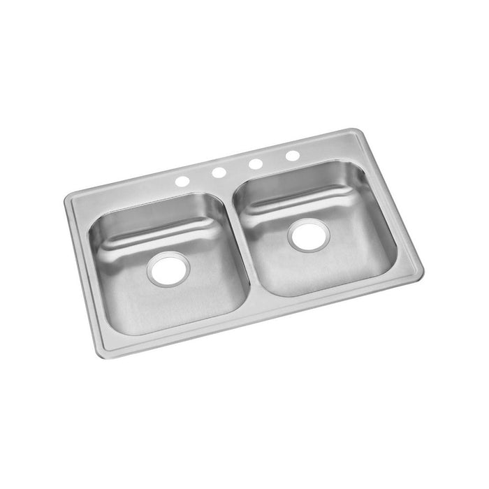 Elkay GE233214 Dayton Stainless Steel 33" x 21-1/4" x 5-3/8", Double Bowl Top Mount Kitchen Sink