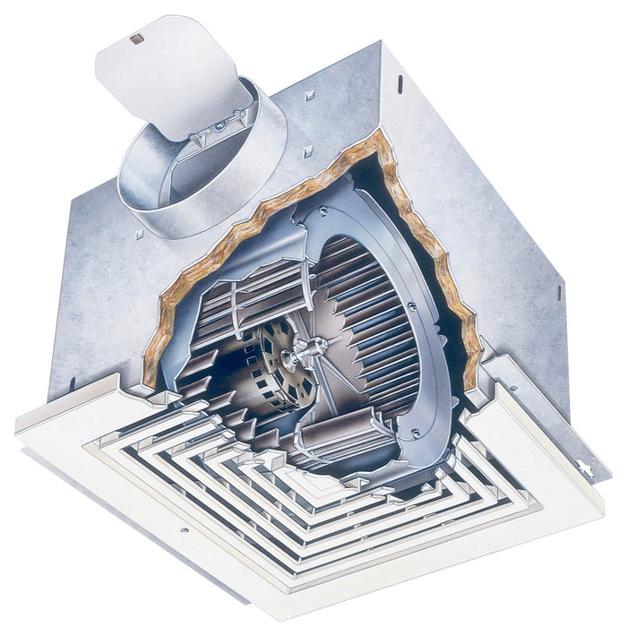 Broan Nutone L200 Ventilator, 210 CFM Horizontal 1.7 Sones, 207 CFM Vertical 2.0 Sones Polymeric Grille