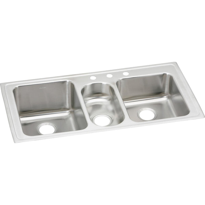 Elkay LGR43223 Lustertone Stainless Steel 43" x 22" x 10", Triple Bowl Top Mount Kitchen Sink