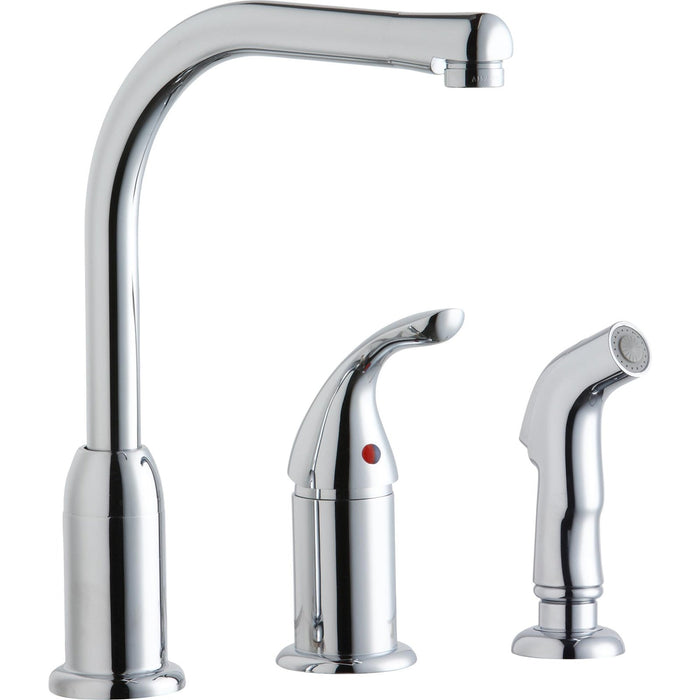 Elkay LK3001CR Kitchen Deck Mount Faucet, Remote Lever Handle and Side Spray Chrome