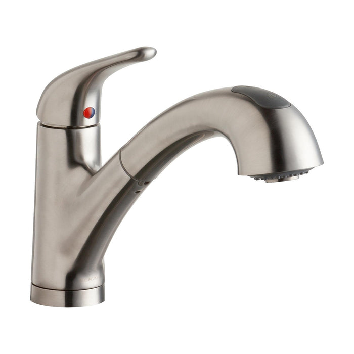 Elkay LK5000LS Deck Mount Kitchen Faucet, Pull-out Spray, and Escutcheon Lustrous Steel
