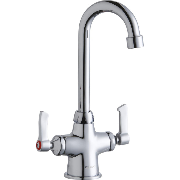 Elkay LK500GN04L2 Single Hole, Concealed Deck Faucet, 4" Gooseneck Spout 2" Levers Chrome