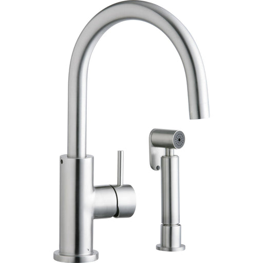Elkay LK7922SSS Allure Single Hole Kitchen Faucet, Lever Handle and Side Spray Satin