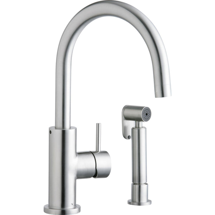 Elkay LK7922SSS Allure Single Hole Kitchen Faucet, Lever Handle and Side Spray Satin