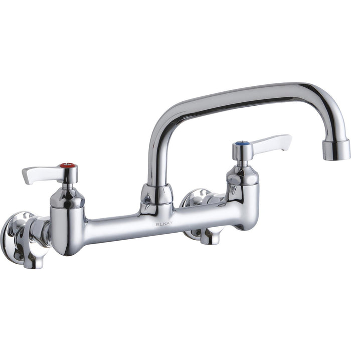 Elkay LK940AT08L2H Foodservice 8" Centerset Wall Mount Faucet, 8" Arc Tube Spout Chrome