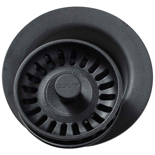Elkay LKQD35BK Polymer Disposer Flange, Removable Strainer and Rubber Stopper Black