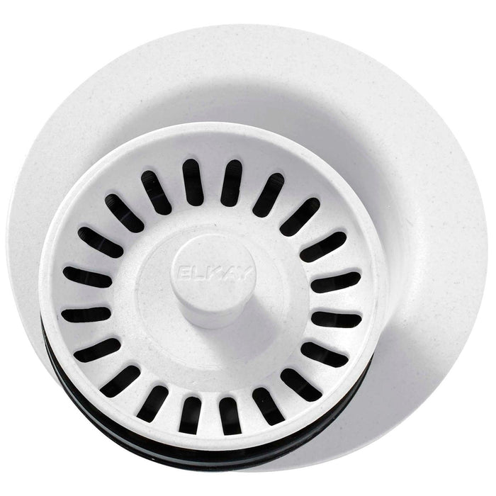 Elkay LKQD35WH Polymer Disposer Flange, Removable Strainer and Rubber Stopper White
