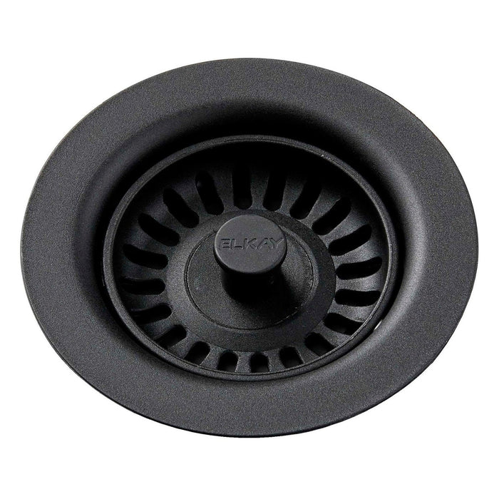 Elkay LKQS35BK Polymer Drain Fitting, Removable Basket Strainer and Rubber Stopper Black