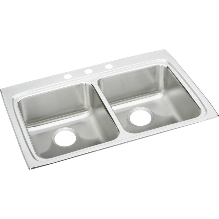 Elkay LRAD3322653 Lustertone Stainless Steel 33" x 22" x 6-1/2", 2-Bowl Top Mount ADA Kitchen Sink