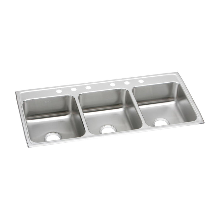 Elkay LTR46224 Lustertone Stainless Steel 46" x 22" x 7-5/8", Triple Bowl Top Mount Kitchen Sink