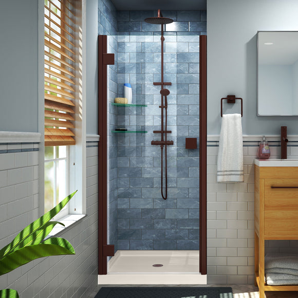 DreamLine DL-533442-22-06 Lumen 34"D x 42"W x 74 3/4"H Hinged Shower Door in Oil Rubbed Bronze with Biscuit Base Kit