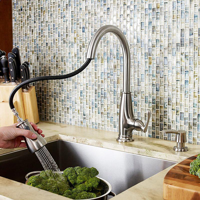 Pfister LF-529-7AYS Ainsley Kitchen Faucet with Soap Dispenser in Stainless Steel
