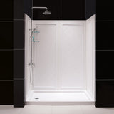 Dreamline DL-6117-CLL-09 Infinity-Z 32"D x 60"W x 76 3/4"H Clear Sliding Shower Door in Satin Black, Left Drain Base and Backwalls
