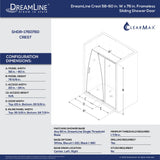 DreamLine SHDR-1760760-09 Crest 58-60" W x 76" H Clear Glass Frameless Sliding Shower Door in Satin Black