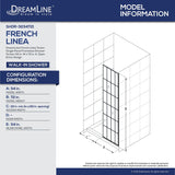 DreamLine SHDR-3234721-89 French Linea Toulon 34"W x 72"H Single Panel Frameless Shower Door, Open Entry Design in Satin Black