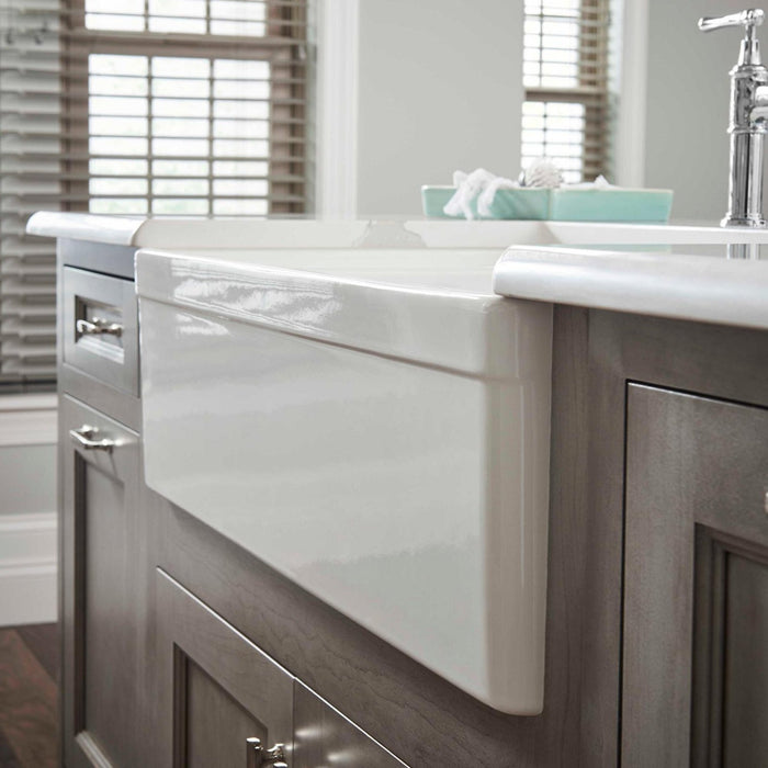 Elkay SWUF32189WH Fireclay 33" x 19-15/16" x 10-1/8", Double Bowl Farmhouse Kitchen Sink, White