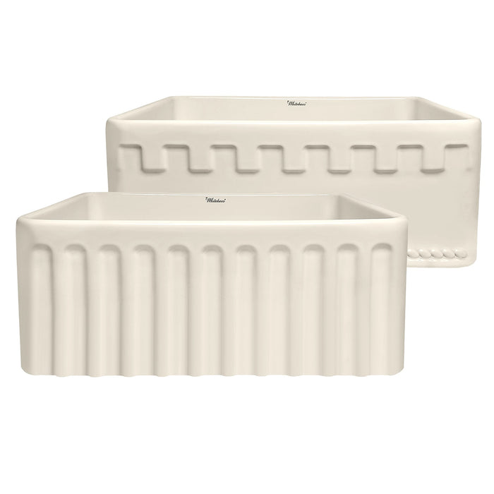 Whitehaus WHFLATN2418-BISCUIT Farmhaus Fireclay Reversible Sink