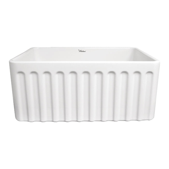 Whitehaus WHFLATN2418-WHITE Farmhaus Fireclay Reversible Sink