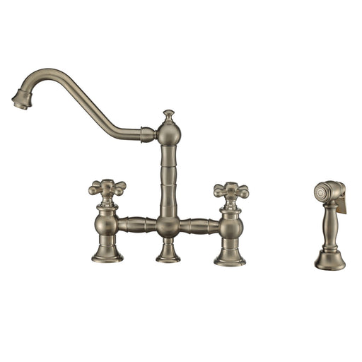 Whitehaus WHKBTCR3-9201-NT-BN Vintage III Plus Bridge Faucet