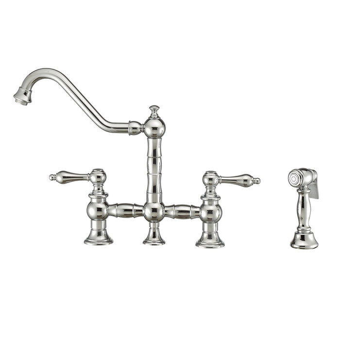 Whitehaus WHKBTLV3-9201-NT-C Vintage III Plus Bridge Faucet