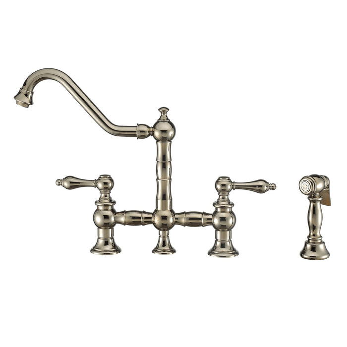 Whitehaus WHKBTLV3-9201-NT-PN Vintage III Plus Bridge Faucet