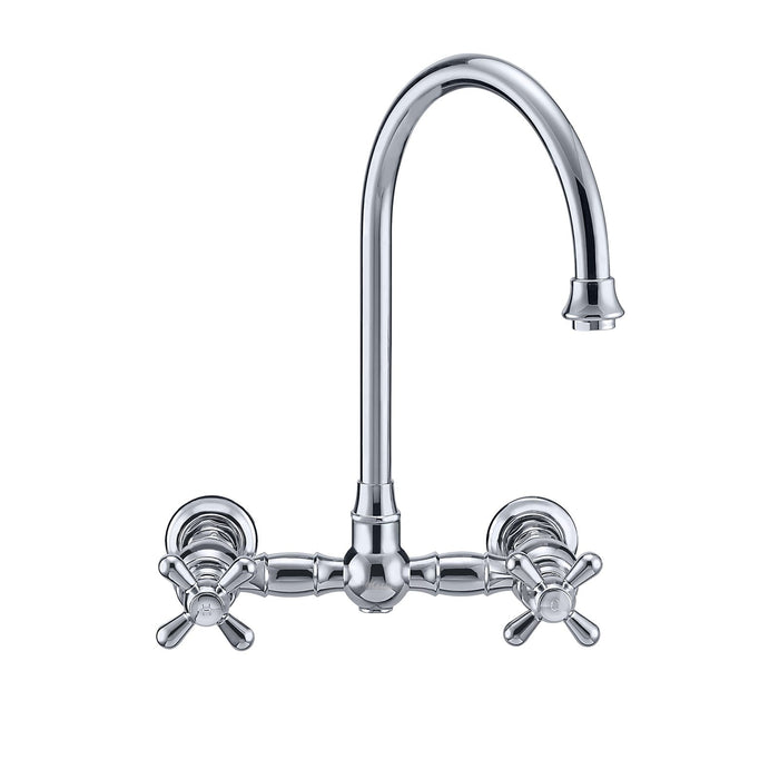 Whitehaus WHKWCR3-9301-NT-C Vintage III Plus Wall Mount Faucet with Swivel Spout and Side Spray
