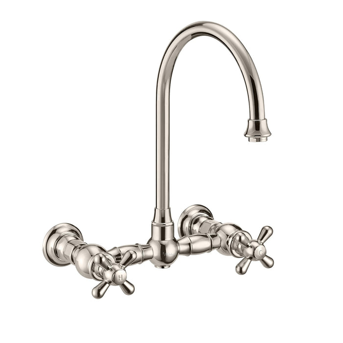 Whitehaus WHKWCR3-9301-NT-PN Vintage III Plus Wall Mount Faucet with a Swivel Spout and Side Spray