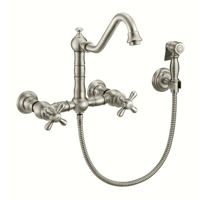 Whitehaus WHKWCR3-9402-NT-BN Vintage III Plus Wall Mount Faucet