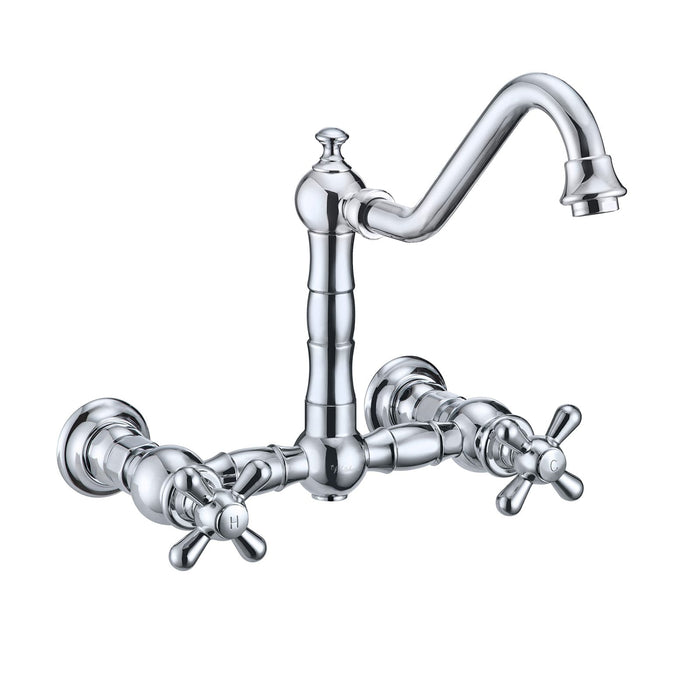 Whitehaus WHKWCR3-9402-NT-C Vintage III Plus Wall Mount Faucet with a Swivel Spout and Side Spray