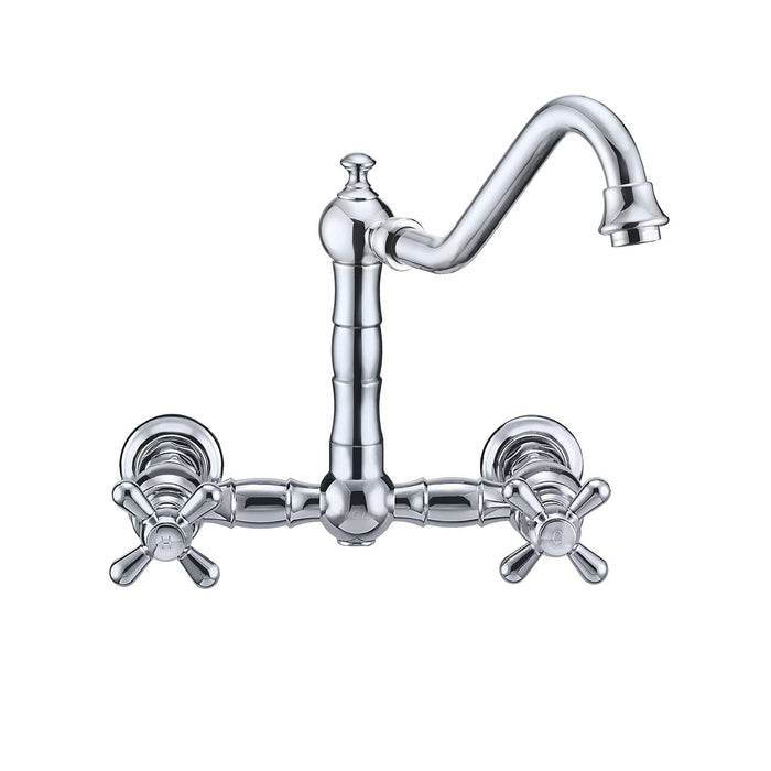 Whitehaus WHKWCR3-9402-NT-C Vintage III Plus Wall Mount Faucet with a Swivel Spout and Side Spray