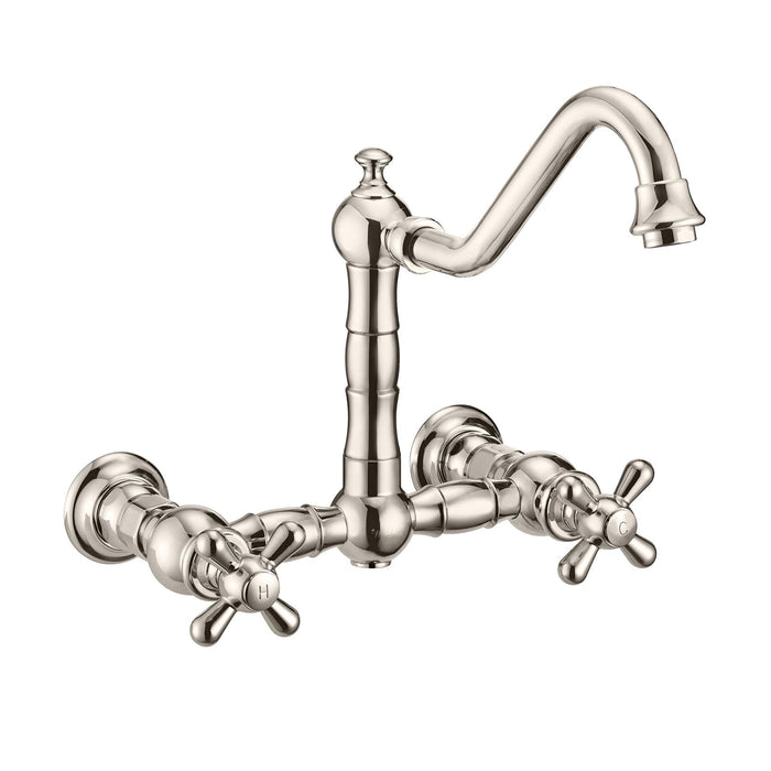 Whitehaus WHKWCR3-9402-NT-PN Vintage III Plus Wall Mount Faucet with a Swivel Spout and Side Spray