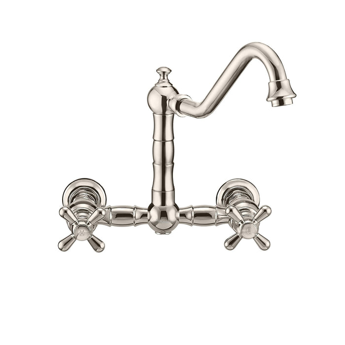 Whitehaus WHKWCR3-9402-NT-PN Vintage III Plus Wall Mount Faucet with a Swivel Spout and Side Spray