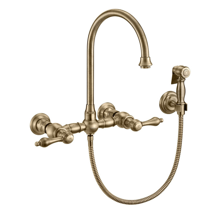 Whitehaus WHKWLV3-9301-NT-AB Vintage III Plus Wall Mount Faucet