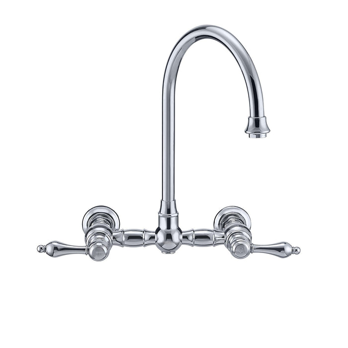 Whitehaus WHKWLV3-9301-NT-C Vintage III Plus Wall Mount Faucet with Swivel Spout and Side Spray