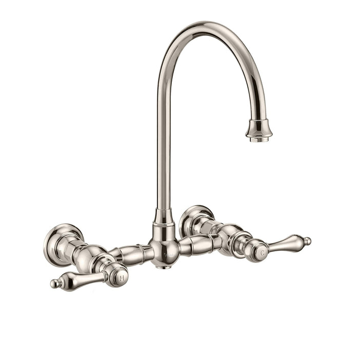 Whitehaus WHKWLV3-9301-NT-PN Vintage III Plus Wall Mount Faucet with Swivel Spout and Side Spray