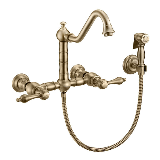 Whitehaus WHKWLV3-9402-NT-AB Vintage III Plus Wall Mount Faucet