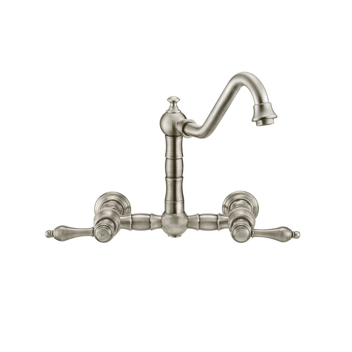 Whitehaus WHKWLV3-9402-NT-BN Vintage III Plus Wall Mount Faucet with a Swivel Spout and Side Spray