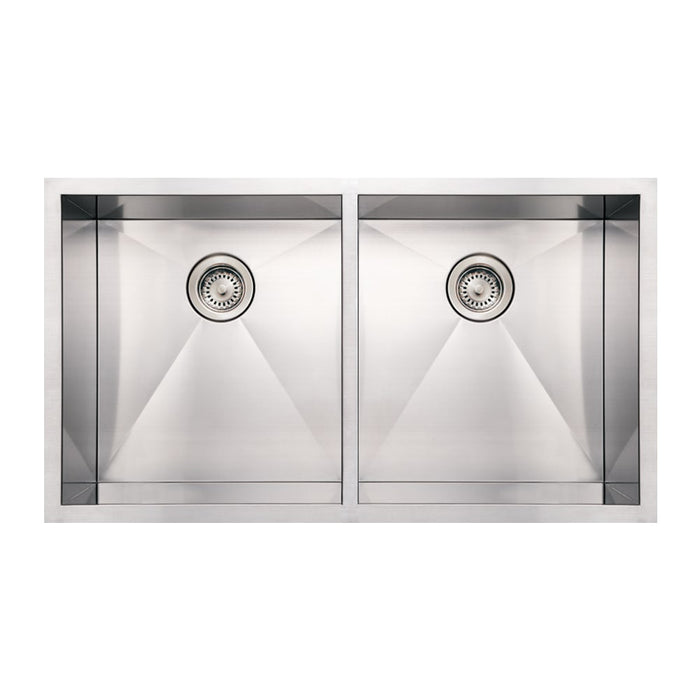 Whitehaus WHNCM3720EQ Noah's Collection Stainless Steel Commercial Double Bowl Undermount Sink