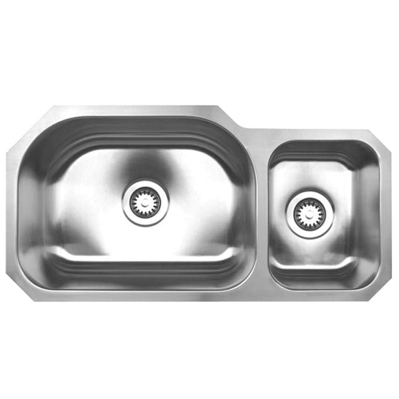 Whitehaus WHNDBU3317 Noah's Collection Stainless Steel Double Bowl Undermount Sink