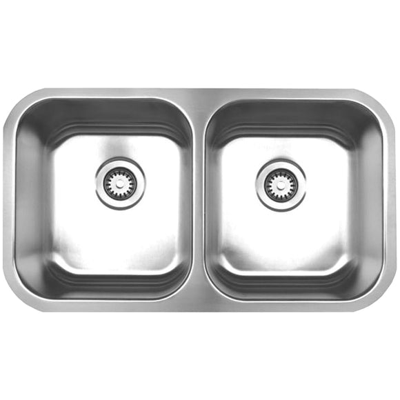 Whitehaus WHNEDB3118 Noah's Collection Stainless Steel Double Bowl Undermount Sink