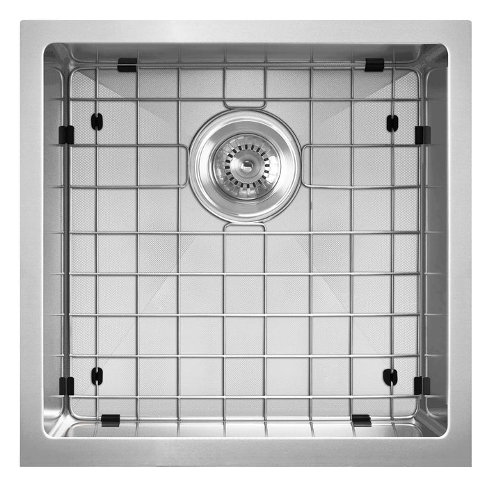 Whitehaus WHNPL1818-BSS Noah Plus Single Bowl Linen Textured Dual-Mount Sink Set